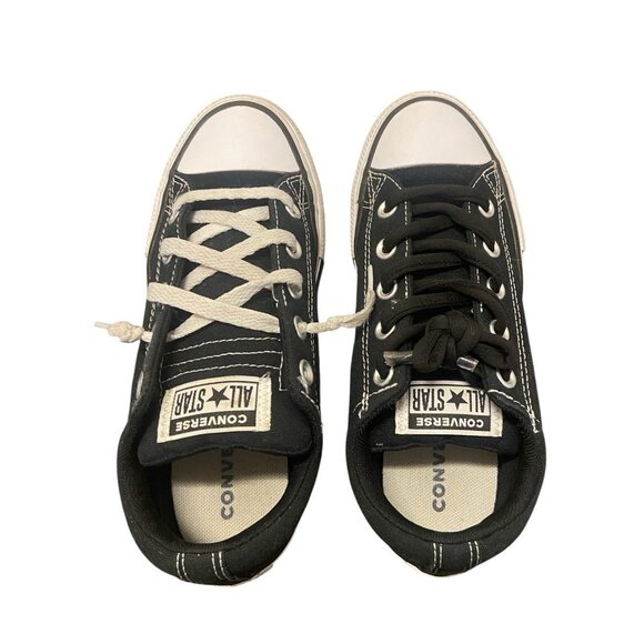Converse‎ All Star Kids Knit Slip Sneakers Black/White Youth Size 2.5 - Picture 4 of 8